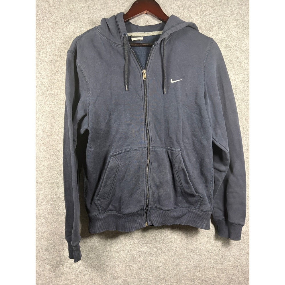 Nike Womens Full Zip Hoodie Navy Blue Fleece Sweatshirt Small Embroidered Logo